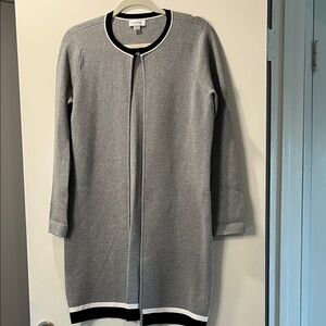 Calvin Klein Gray Knit Cardigan Coat S features trim detail